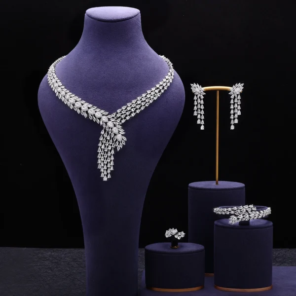 4-piece Bridal Cubic Zirconia Full Bridal Dubai Nigeria CZ Crystal Wedding Jewelry Set - Image 3