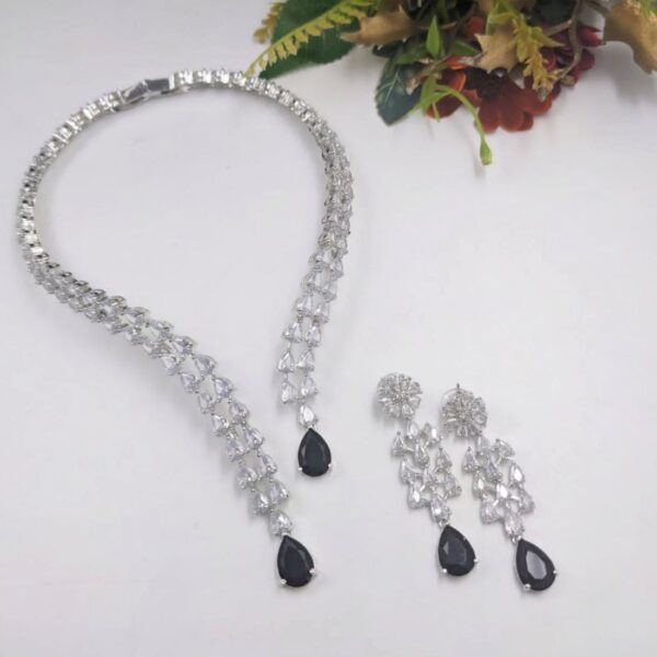 Silver Plated Bollywood Style Indian CZ Bridal Necklace Earrings Caller Choker Jewelry Set - Image 8