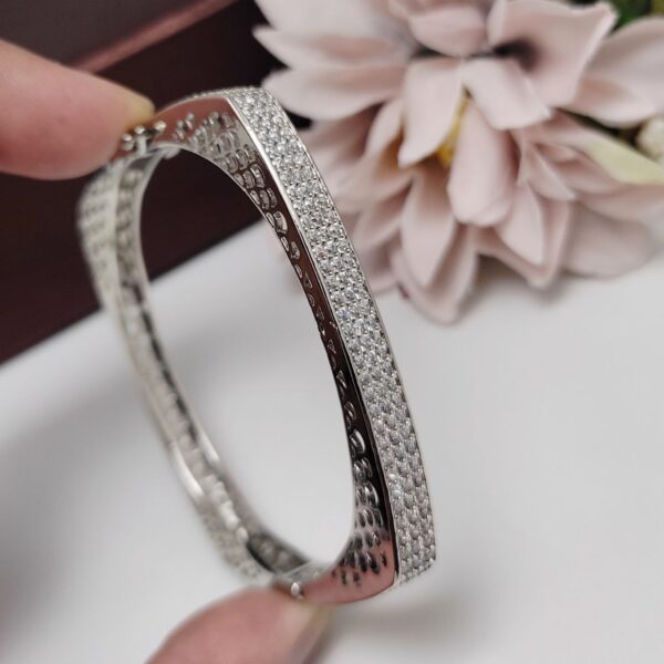 Silver Plated Bollywood Style Indian CZ Bracelet Fashion Jewelry Set - Image 8