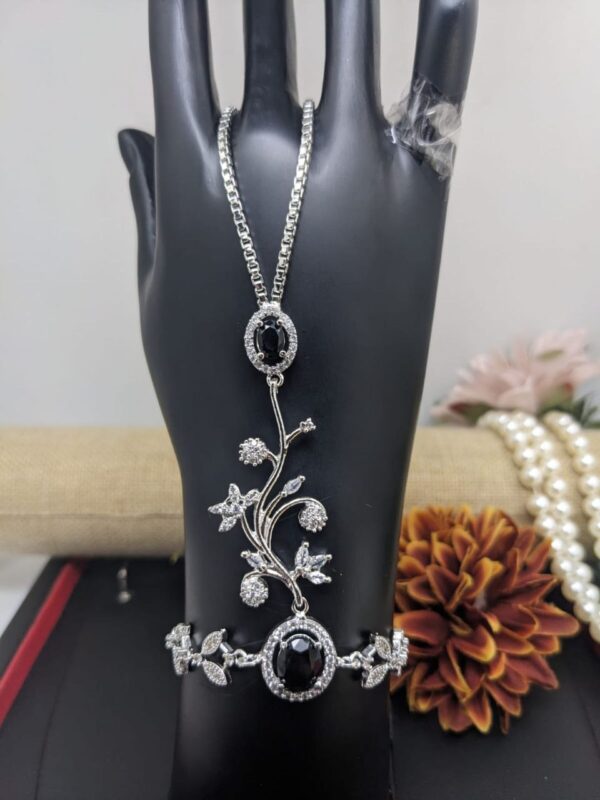 Indian Bollywood Silver Plated Style CZ Bracelet Fashion Jewelry Set - Image 2