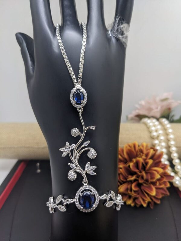 Indian Bollywood Silver Plated Style CZ Bracelet Fashion Jewelry Set - Image 5