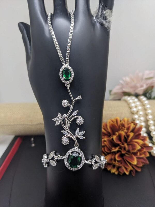 Indian Bollywood Silver Plated Style CZ Bracelet Fashion Jewelry Set - Image 6