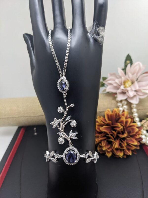 Indian Bollywood Silver Plated Style CZ Bracelet Fashion Jewelry Set - Image 9