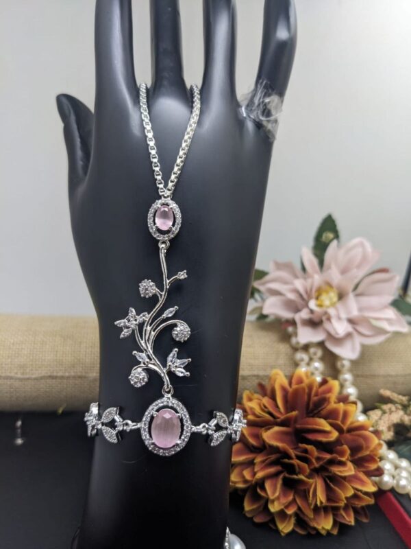 Indian Bollywood Silver Plated Style CZ Bracelet Fashion Jewelry Set - Image 10