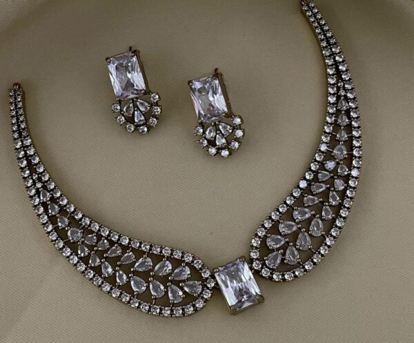 Gold Plated Indian CZ Choker Necklace Fashion Jewelry Set Code.5690