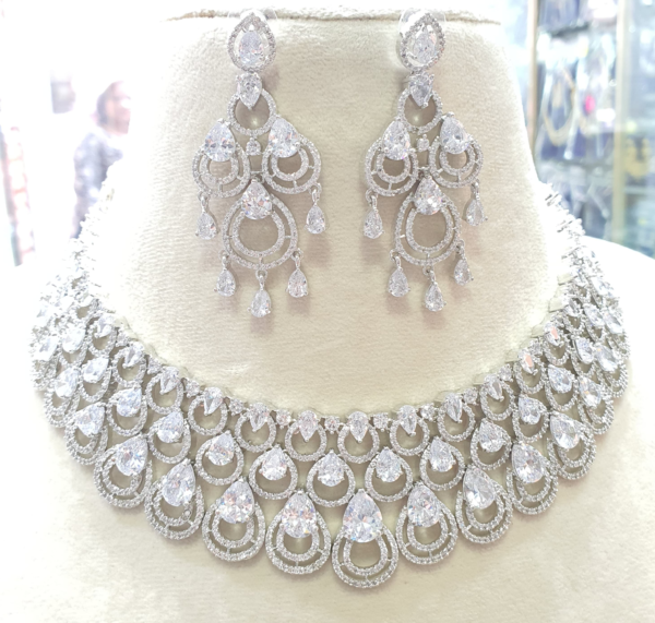 Gold Plated Bollywood Style Indian CZ Choker Necklace Earrings Bridal Jewelry Set