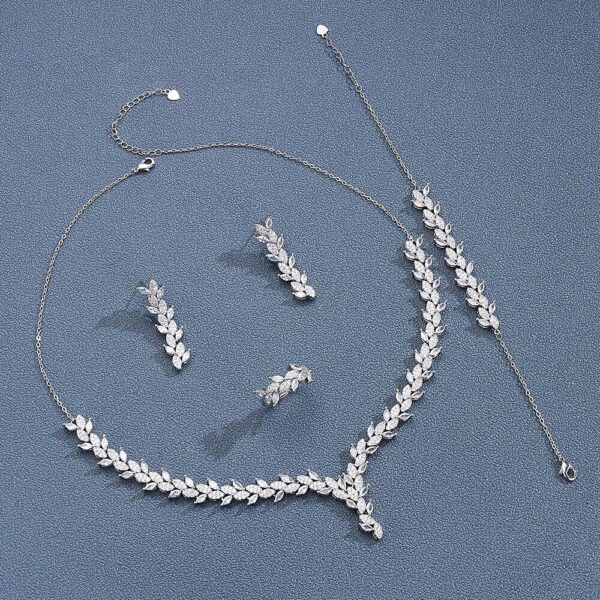 4Pcs Choker Necklace Accessories Cubic Zircon Bracelet Delicate CZ Jewelry Sets - Image 2