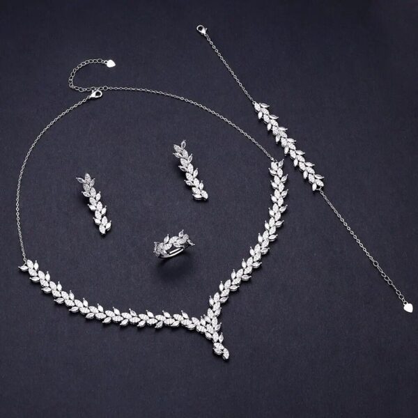 4Pcs Choker Necklace Accessories Cubic Zircon Bracelet Delicate CZ Jewelry Sets - Image 3