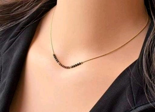 Gold Plated Indian Bollywood Style Necklace Mangalsutra Chain Black Jewelry Set