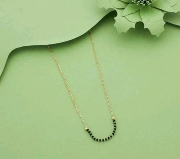 Gold Plated Indian Bollywood Style Necklace Mangalsutra Chain Black Jewelry Set - Image 2
