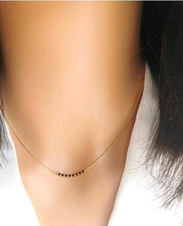 Gold Plated Indian Bollywood Style Necklace Mangalsutra Chain Black Jewelry Set - Image 4