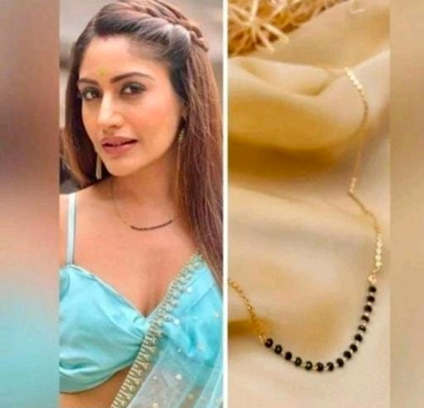 Gold Plated Indian Bollywood Style Necklace Mangalsutra Chain Black Jewelry Set - Image 5
