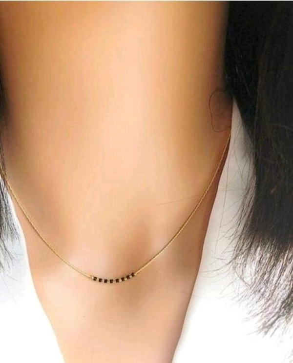 Gold Plated Indian Bollywood Style Necklace Mangalsutra Chain Black Jewelry Set - Image 6