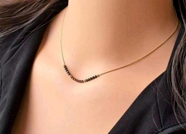 Gold Plated Indian Bollywood Style Necklace Mangalsutra Chain Black Jewelry Set - Image 7