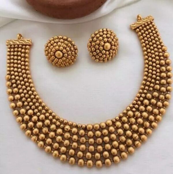 Indian Gold Plated Bollywood Style Necklace Choker Costume Jewelry Set - Image 4