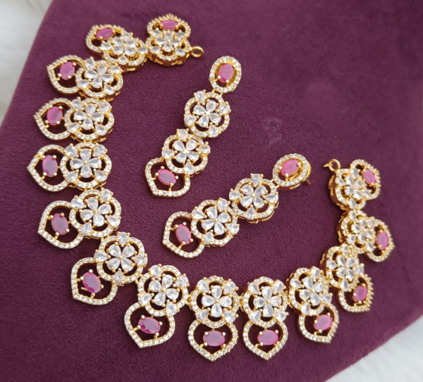 Bollywood Style Gold Plated Bridal Indian CZ Choker Necklace Earrings Jewelry Set