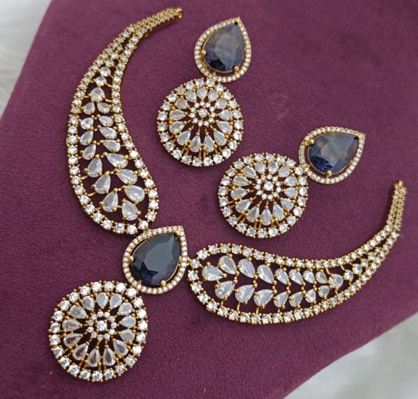 Gold Plated Indian Bollywood Style CZ Choker Necklace Earrings Bridal Jewelry Set - Image 5