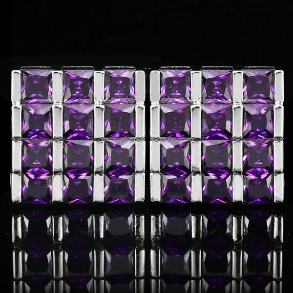 Square Luxury Zircon Men's Cufflinks Rhinestones French Shirts Cuffs Buttons Men and Women's Business Dresses Wedding Cuff Links - Image 2
