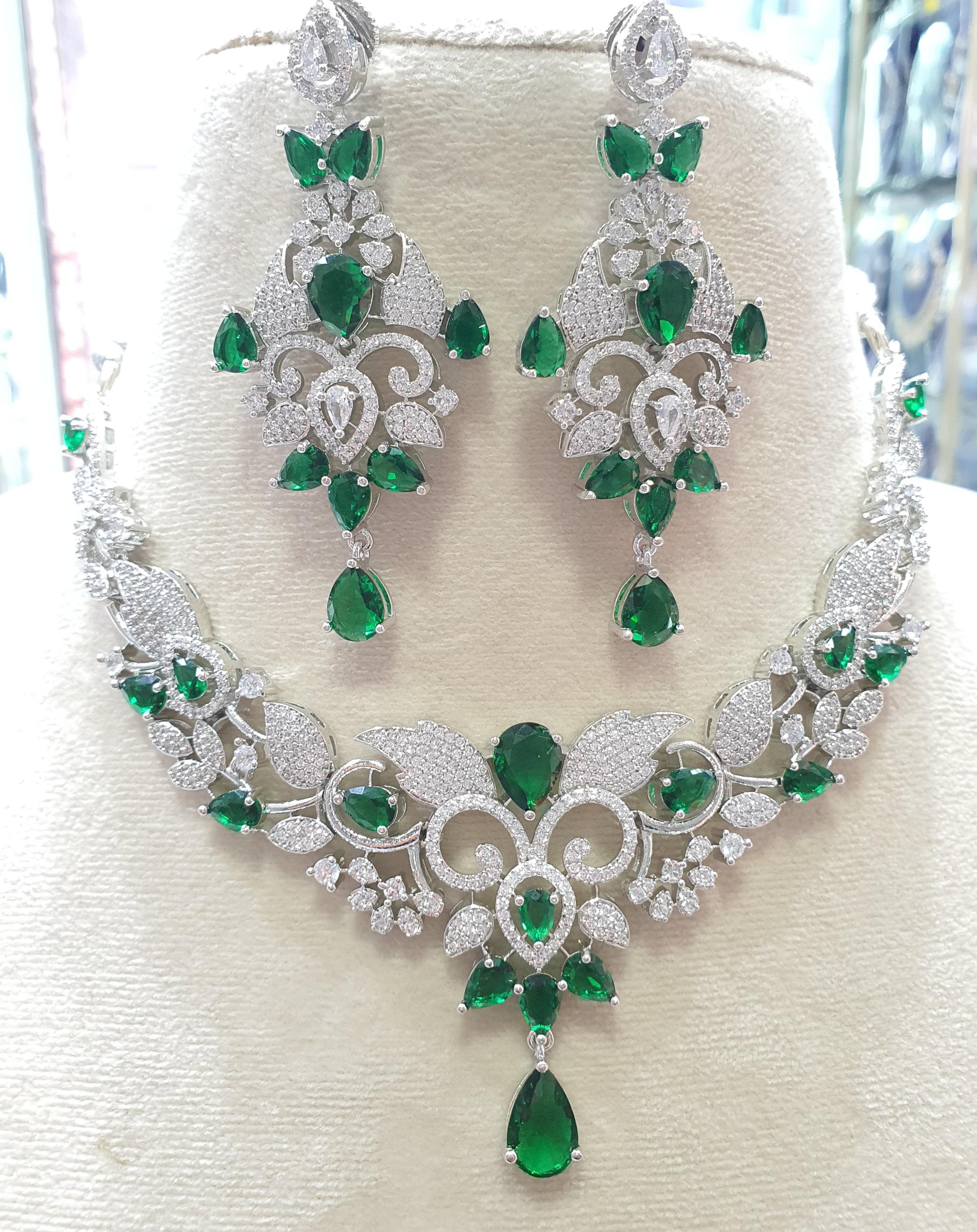 Gold Plated Bollywood Style Indian CZ Necklace Earrings Fashion Jewelry Set - Image 7