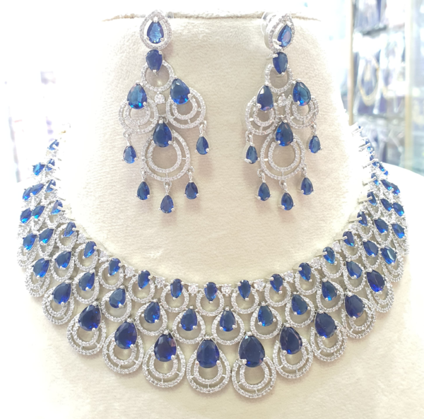 Gold Plated Bollywood Style Indian CZ Choker Necklace Earrings Bridal Jewelry Set - Image 3