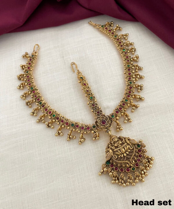 Bollywood Style Gold Plated Indian Hair Accessories Bridal Damini Pearl Chain Jewelry Set