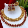 Indian Gold Plated Bollywood Style Choker Necklace Earrings Red Statement Jewelry Set