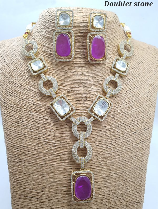 Indian Gold Plated Bollywood Style Kundan Choker Necklace Earrings CZ Jewelry Set - Image 6