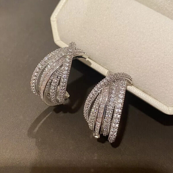 Bollywood Style Silver Plated Earrings CZ Studs Women Fashion Jewelry Set - Image 8