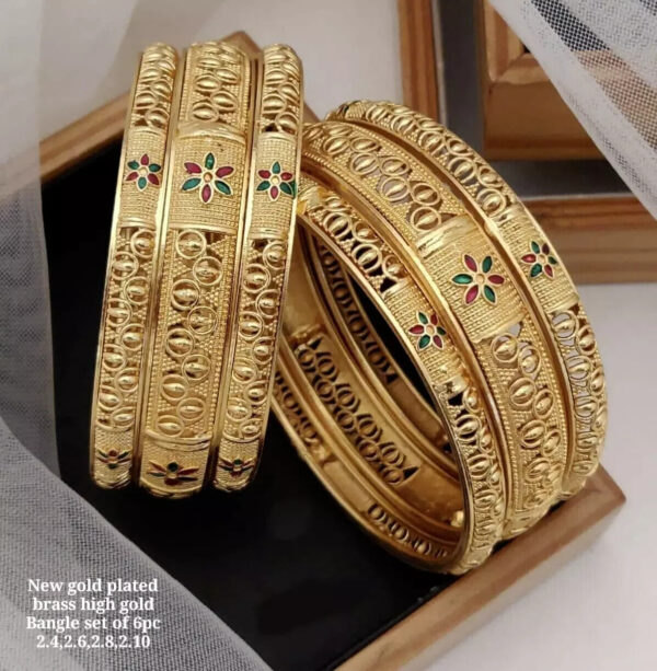 Bollywood Style Gold Plated Indian Bangle Bracelet Bridal Wedding Jewelry Set - Image 3