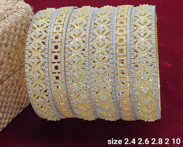 Gold Plated Bollywood Style Indian CZ Bridal Set Of Size Bangles Jewelry Set