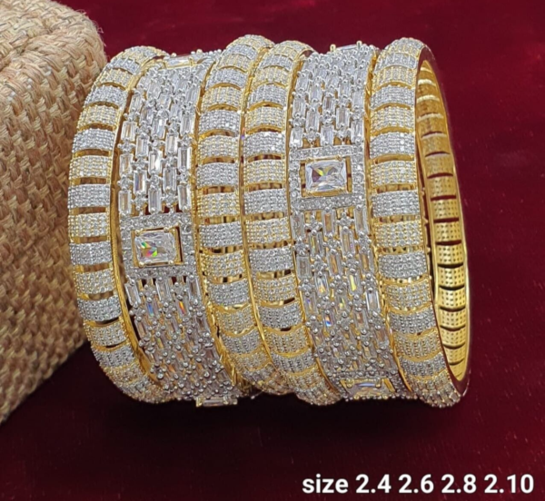 Bollywood Style Indian Gold Plated CZ Bridal Set Of 6 Size Bangles Jewelry Set