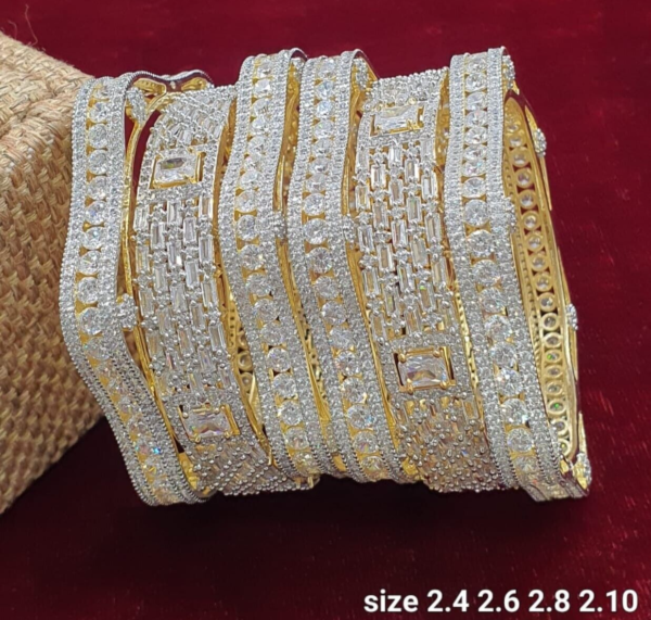 Indian Gold Plated Bollywood Style CZ Bridal Set Of 6 Size Bangles Jewelry Set - Image 5
