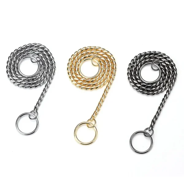 Dog Snake Chain Stainless Steel Gold Chains Collar Metal Slip Walking Training Chew Proof Pet Chains Collars - Image 5
