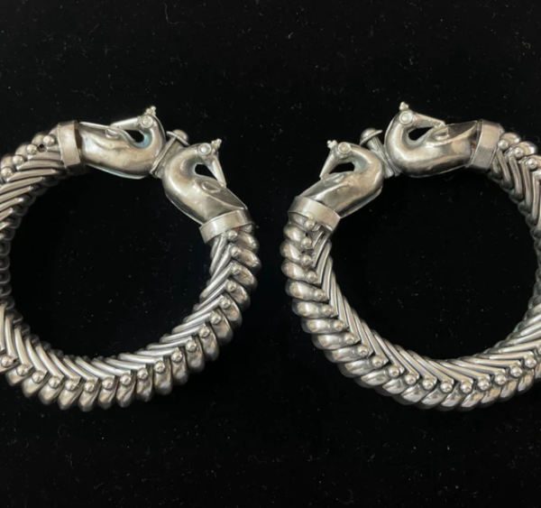925 Antique Sterling Silver Peacock Handcrafted Rajasthani Sutlada Kada (Single) - Image 5