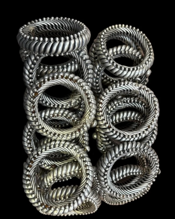 925 Antique Sterling Silver Handcrafted Rajasthani Sutlada Kada (Single) - Image 4