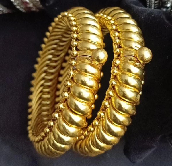 Gold Plated Sterling Silver Handcrafted Gold Rajasthani Sutlada Kada (Single) - Image 8