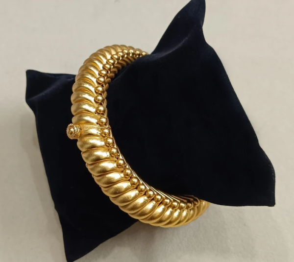 Gold Plated Sterling Silver Handcrafted Gold Rajasthani Sutlada Kada (Single) - Image 7