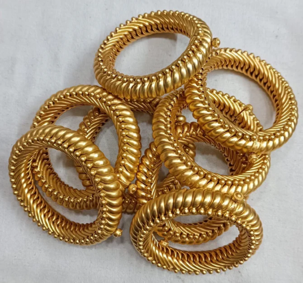 Gold Plated Sterling Silver Handcrafted Gold Rajasthani Sutlada Kada (Single) - Image 5