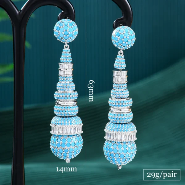 Exclusive Ball Drop Earrings For Women Wedding Party Cubic Zircon Dubai Bridal Jewelry - Image 4