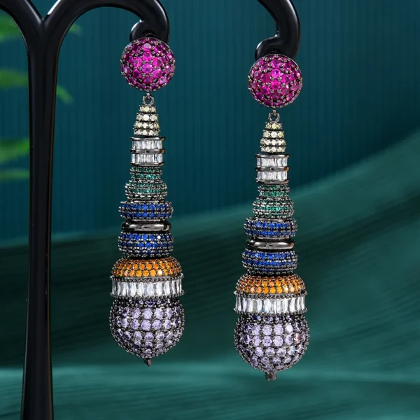 Exclusive Ball Drop Earrings For Women Wedding Party Cubic Zircon Dubai Bridal Jewelry - Image 2