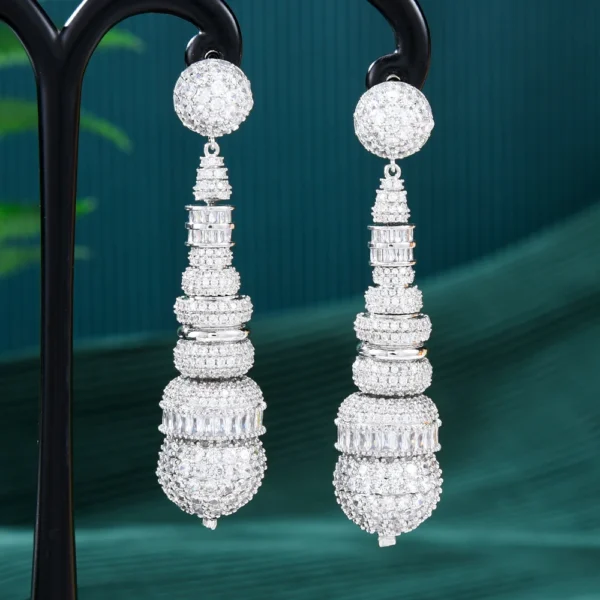 Exclusive Ball Drop Earrings For Women Wedding Party Cubic Zircon Dubai Bridal Jewelry
