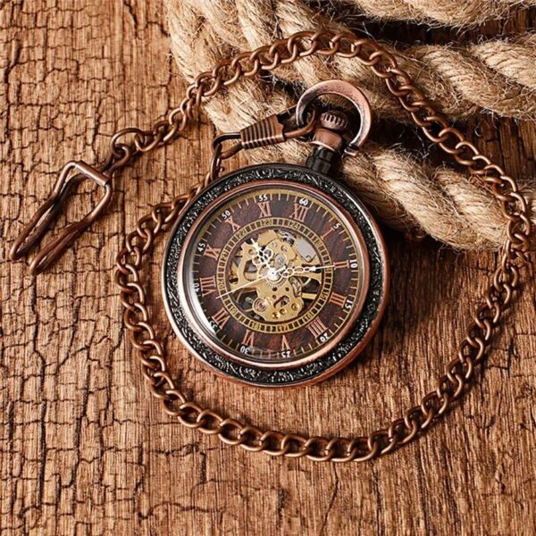 Vintage Skeleton Hand-winding Mechanical Pocket Watch for Men Women - Image 4