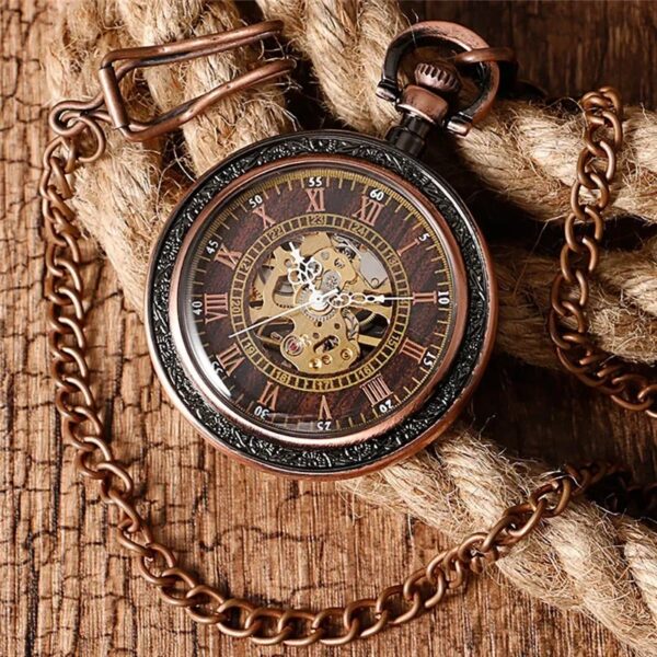 Vintage Skeleton Hand-winding Mechanical Pocket Watch for Men Women - Image 5