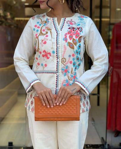 vivajewels Women's Cotton Embroidery Straight Kurti with Pant Set - Image 8