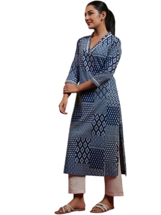 vivajewels Women's Rayon Printed Straight Kurti with Pant Set