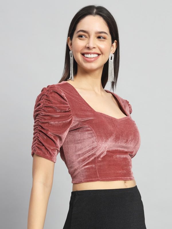 Vivajewels1 Readymade Party Blouse for Women | Shiny Velvet Puff Sleeves Stylish Outfit XX-Large - Image 8