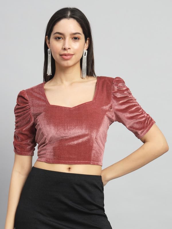 Vivajewels1 Readymade Party Blouse for Women | Shiny Velvet Puff Sleeves Stylish Outfit XX-Large - Image 5