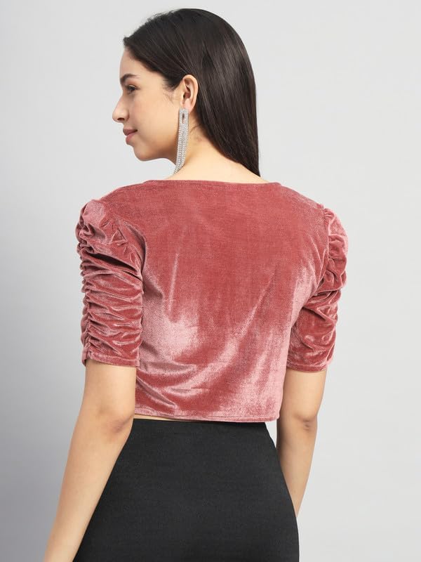 Vivajewels1 Readymade Party Blouse for Women | Shiny Velvet Puff Sleeves Stylish Outfit XX-Large - Image 3
