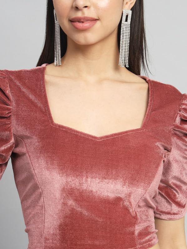 Vivajewels1 Readymade Party Blouse for Women | Shiny Velvet Puff Sleeves Stylish Outfit XX-Large - Image 4