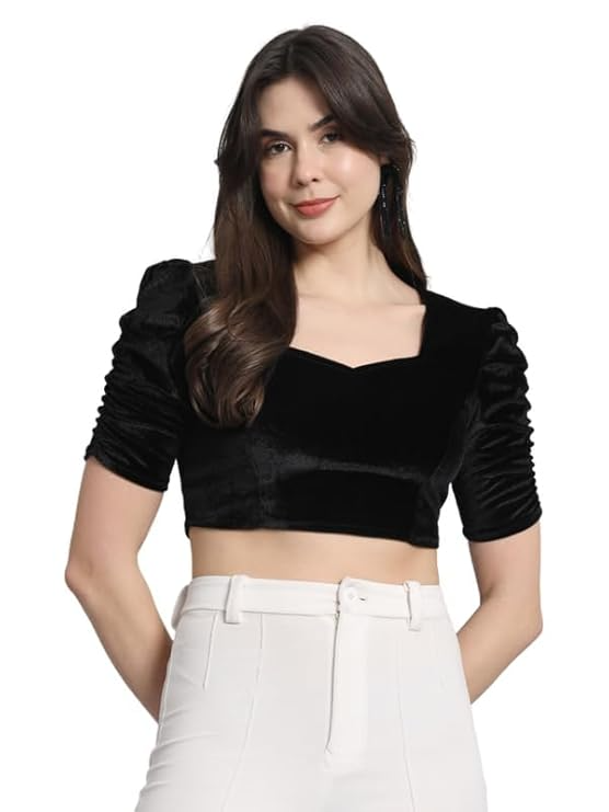 Vivajewels1 Readymade Party Blouse for Women | Shiny Velvet Puff Sleeves Stylish Outfit XX-Large - Image 10